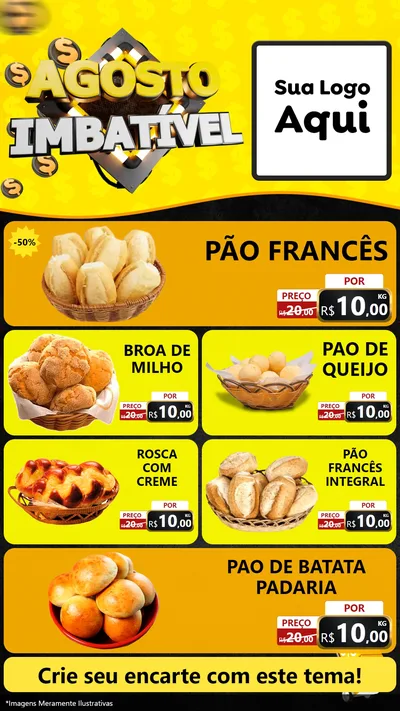 Modelo de TV para TV Vertical com o tema Agosto Imbatível para Padaria
