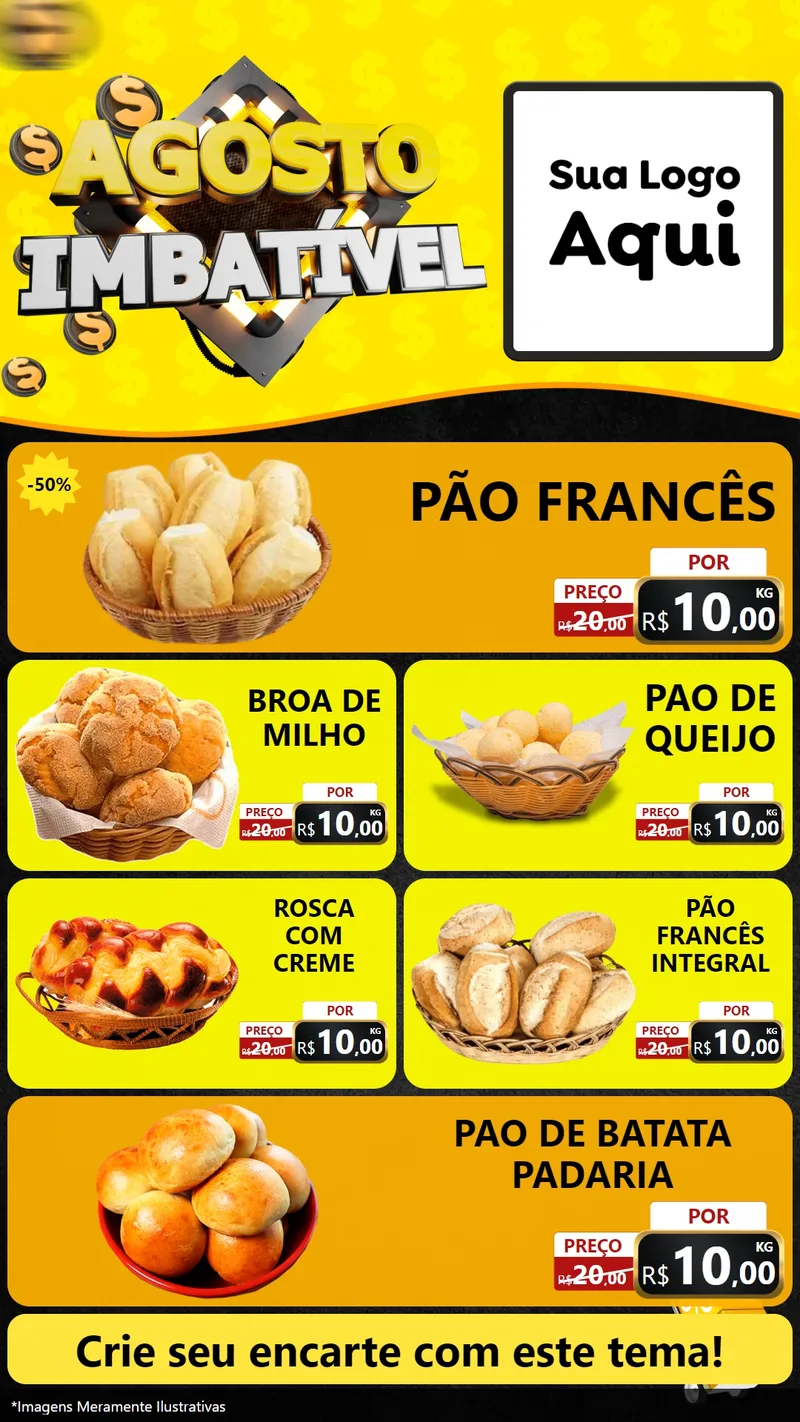 Modelo de TV para TV Vertical com o tema Agosto Imbatível para Padaria