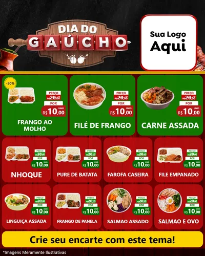 Modelo de Rede Social para Feed Instagram com o tema Dia do Gaúcho para Restaurante