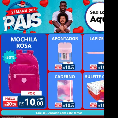 Modelo de Rede Social para Feed Facebook com o tema Semana Dos Pais para Papelaria
