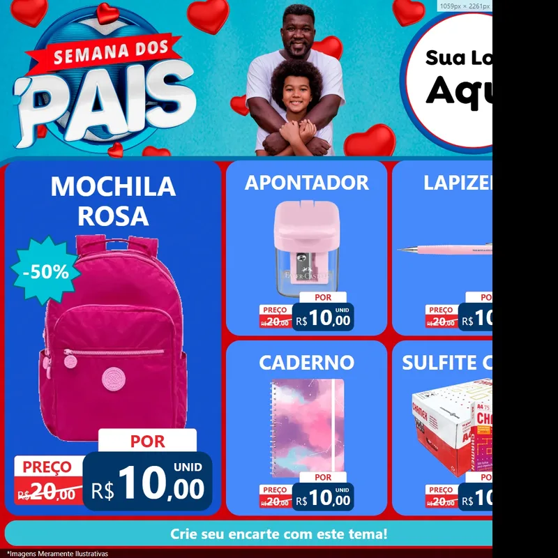 Modelo de Rede Social para Feed Facebook com o tema Semana Dos Pais para Papelaria