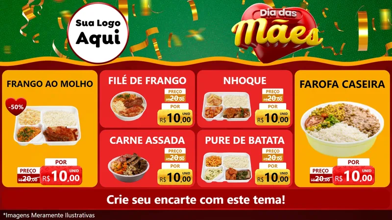 Modelo de TV para TV Horizontal com o tema Dia das Mães para Restaurante