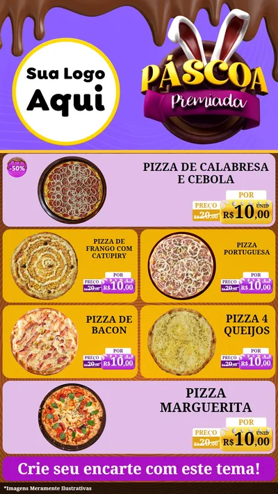 Modelo de TV para TV Vertical com o tema Páscoa Premiada para Pizzaria