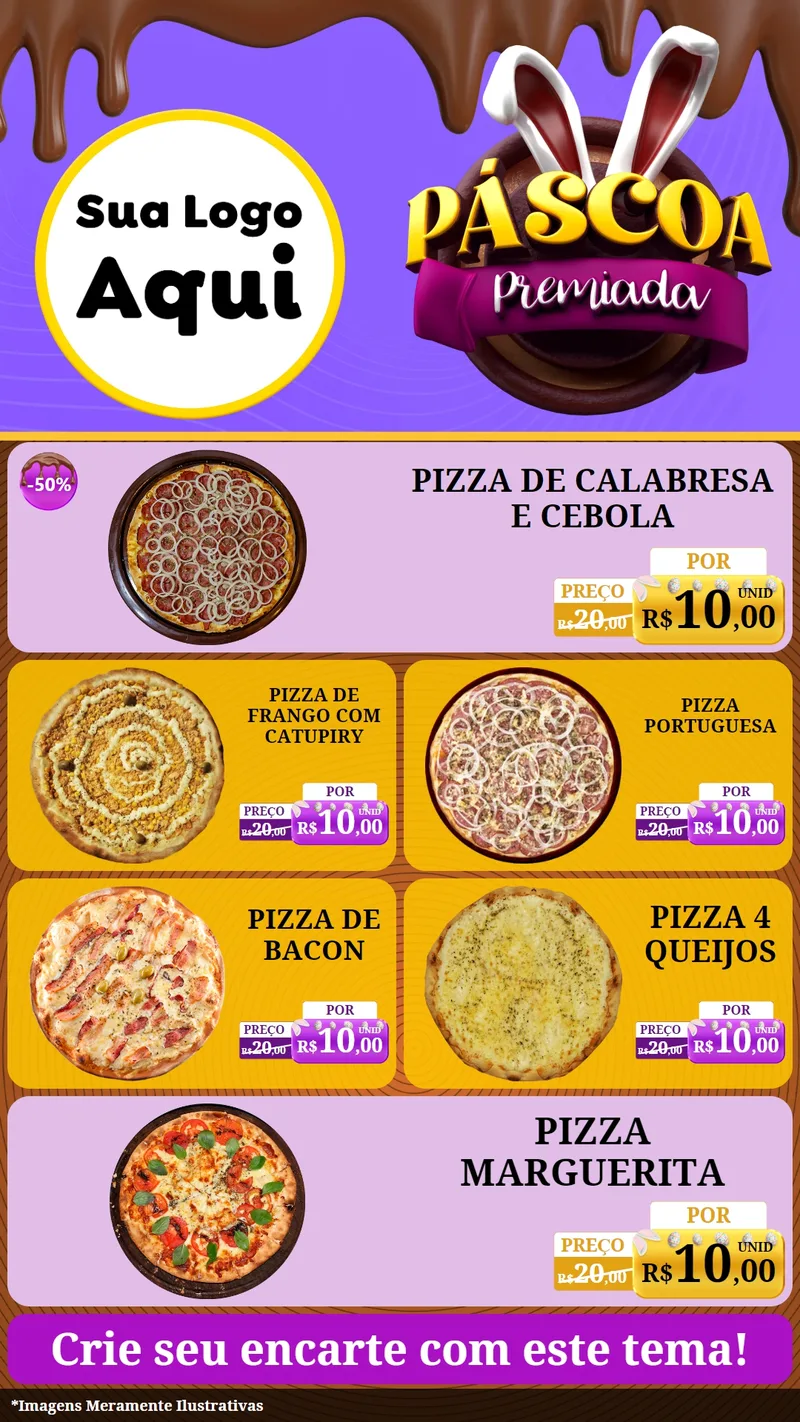 Modelo de TV para TV Vertical com o tema Páscoa Premiada para Pizzaria
