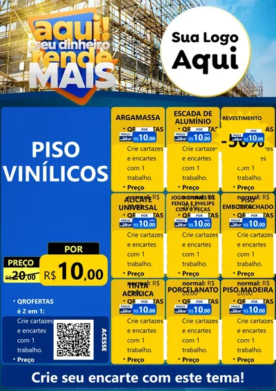 Modelo de Cartaz para Cartaz A4 Vertical com o tema Aqui Seu Dinheiro Rende Mais para Material para Construção