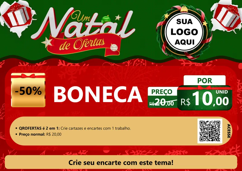 Modelo de Cartaz para Cartaz A4 Horizontal com o tema Um Natal de Ofertas para Brinquedos