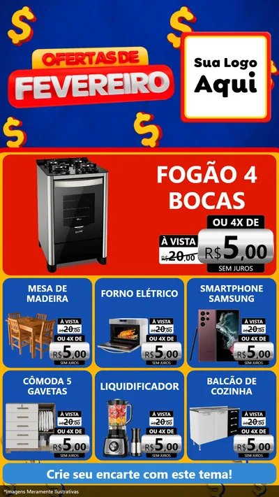 Modelo de Rede Social para Stories com o tema Ofertas de Fevereiro para Móveis e Eletro