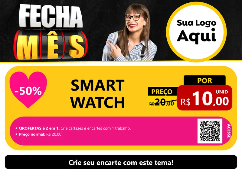 Modelo de Cartaz para Cartaz A4 Horizontal com o tema Fecha Mês para Informática