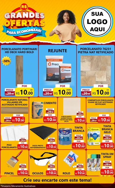 Modelo de Encarte para Encarte Grande com o tema Grandes Ofertas Para Economizar! para Pisos e revestimentos