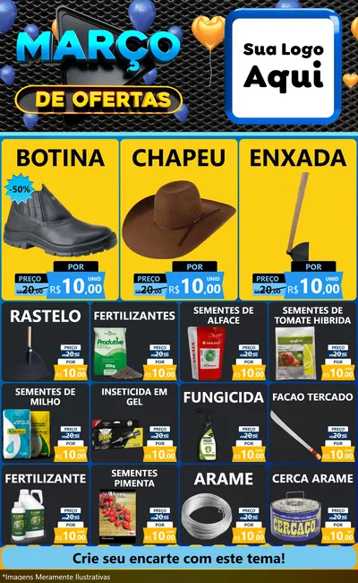 Modelo de Encarte para Encarte Grande com o tema Março de Ofertas para Agropecuária