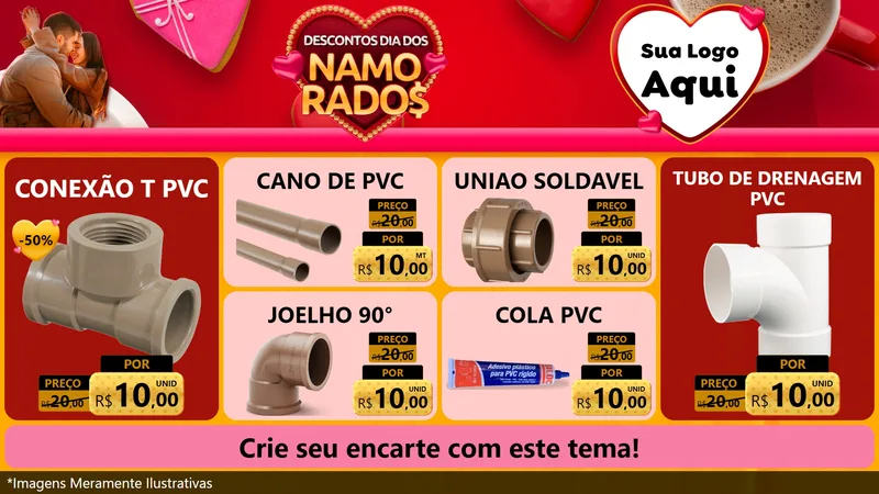 Modelo de TV para TV Horizontal com o tema Descontos Dia dos Namorados para Tubos e conexões