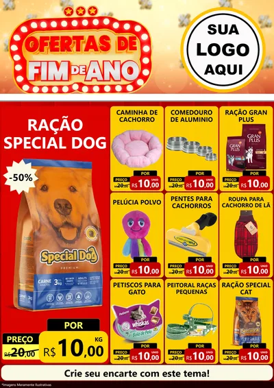 Modelo de Encarte para Encarte A4 Vertical com o tema Ofertas de Fim de Ano para Pet Shop
