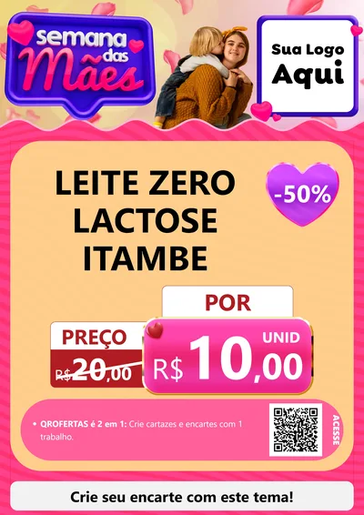 Modelo de Cartaz para Cartaz A4 Vertical com o tema Semana das Mães para Frios e Laticínios