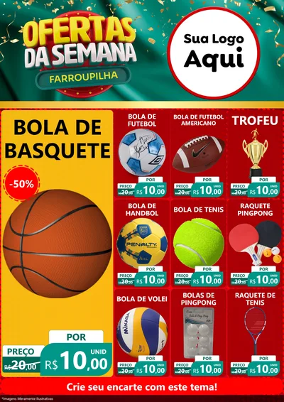 Modelo de Encarte para Encarte A4 Vertical com o tema Ofertas da Semana Farroupilha para Artigos Esportivos