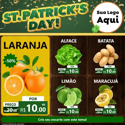 Modelo de Rede Social para Feed Facebook com o tema St Patriks Day para Hortifrúti