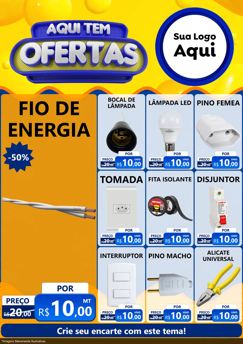 Modelo de Encarte para Encarte A4 Vertical com o tema Aqui Tem Ofertas para Materiais Elétricos