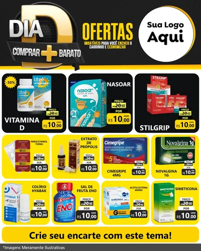 Modelo de Rede Social para Feed Instagram com o tema Dia D Mais Economia para Farmácia