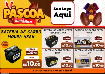 Modelo de Encarte para Encarte A4 Horizontal com o tema Páscoa Fantástica para Baterias Elétricas