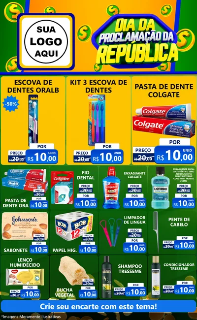 Modelo de Encarte para Encarte Grande com o tema Dia Da Proclamação da República para Higiene Pessoal