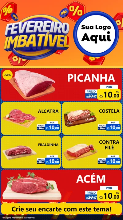Modelo de TV para TV Vertical com o tema Fevereiro Imbatível para Açougue