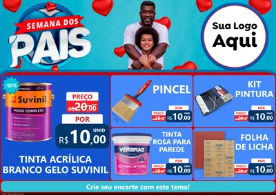 Modelo de Encarte para Encarte A4 Horizontal com o tema Semana Dos Pais para Tintas e Ferramentas