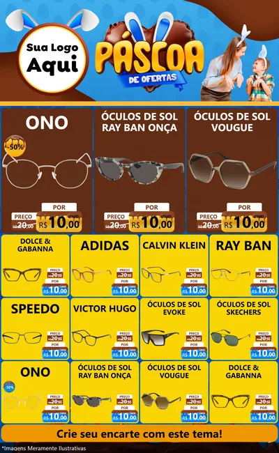 Modelo de Encarte para Encarte Grande com o tema Páscoa de Ofertas para Óticas