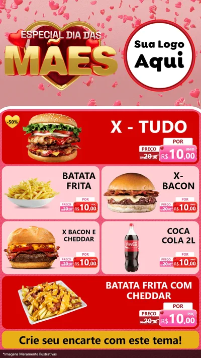 Modelo de TV para TV Vertical com o tema Especial Dia Das Mães para Hamburgueria