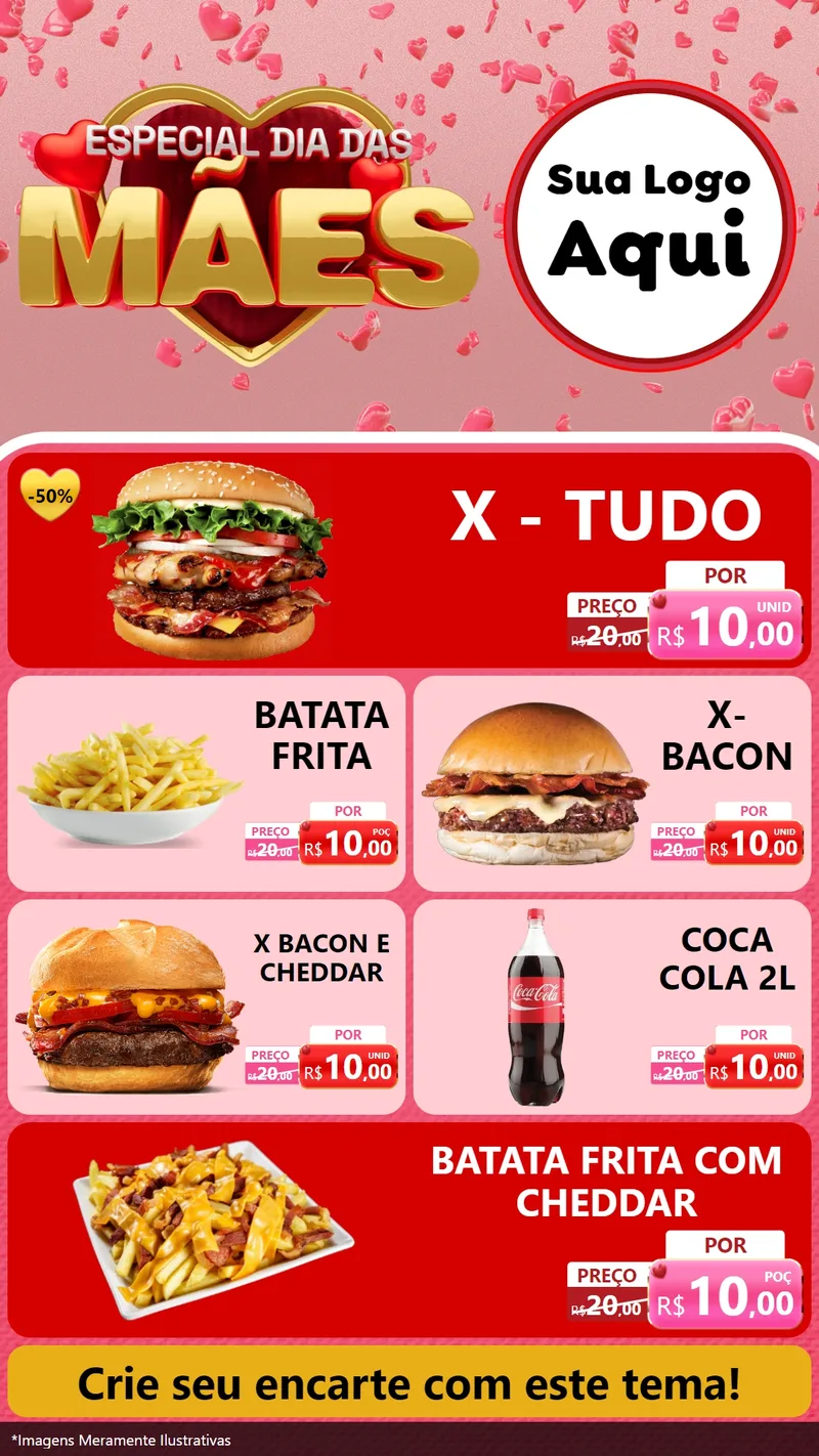 Modelo de TV para TV Vertical com o tema Especial Dia Das Mães para Hamburgueria