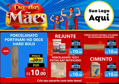 Modelo de Encarte para Encarte A4 Horizontal com o tema Dia das Mães para Pisos e revestimentos