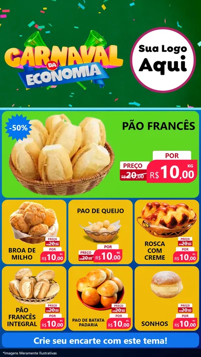 Modelo de Rede Social para Stories com o tema Carnaval da Economia para Padaria