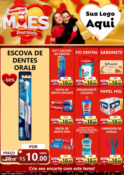 Modelo de Encarte para Encarte A4 Vertical com o tema Semana das Mães Premiada para Higiene Pessoal