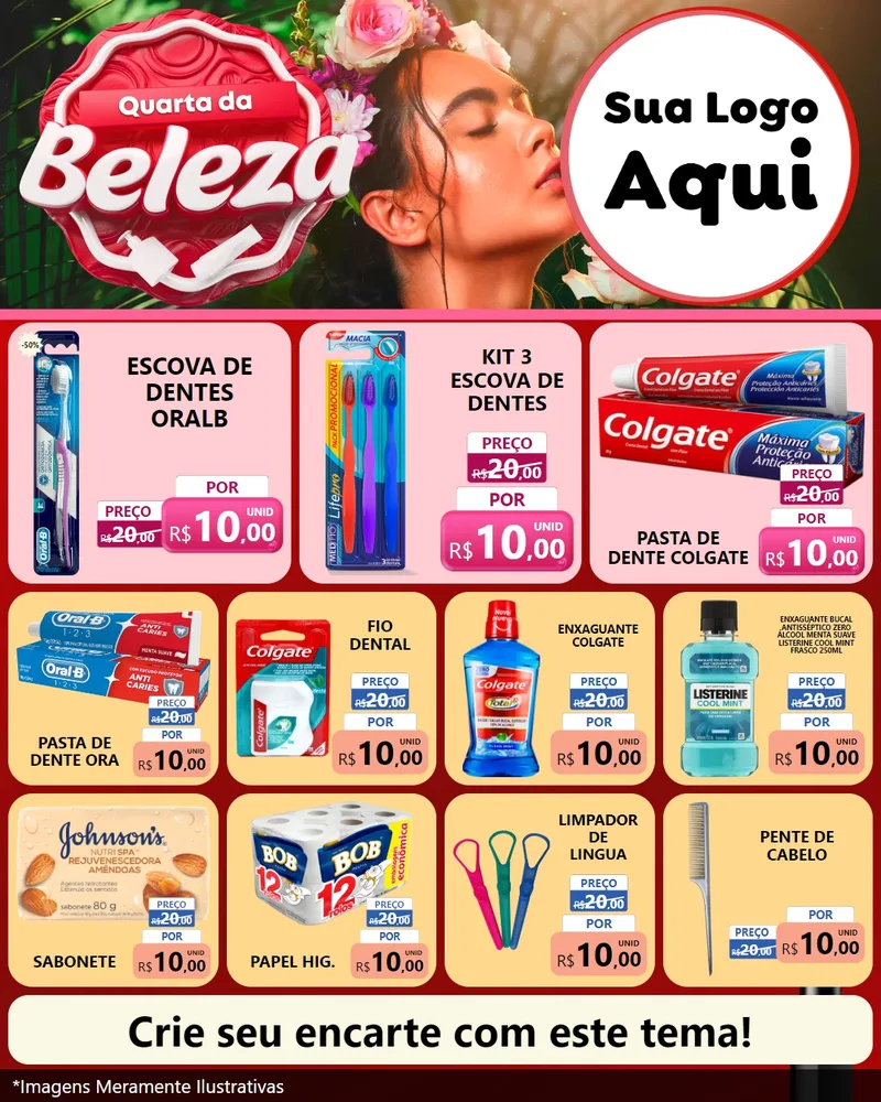 Modelo de Rede Social para Feed Instagram com o tema Quarta da Beleza para Higiene Pessoal