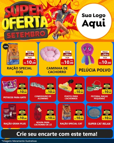 Modelo de Rede Social para Feed Instagram com o tema Super Oferta Setembro para Pet Shop