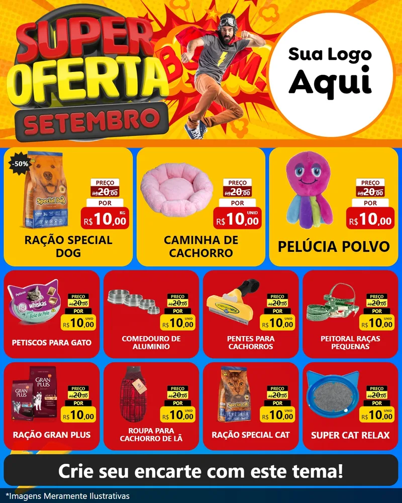 Modelo de Rede Social para Feed Instagram com o tema Super Oferta Setembro para Pet Shop