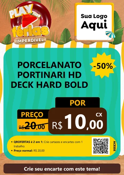 Modelo de Cartaz para Cartaz A4 Vertical com o tema Play Nas Férias Imperdível para Pisos e revestimentos