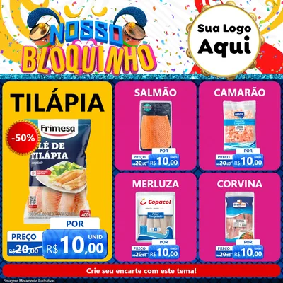 Modelo de Rede Social para Feed Facebook com o tema Nosso Bloquinho para Peixaria