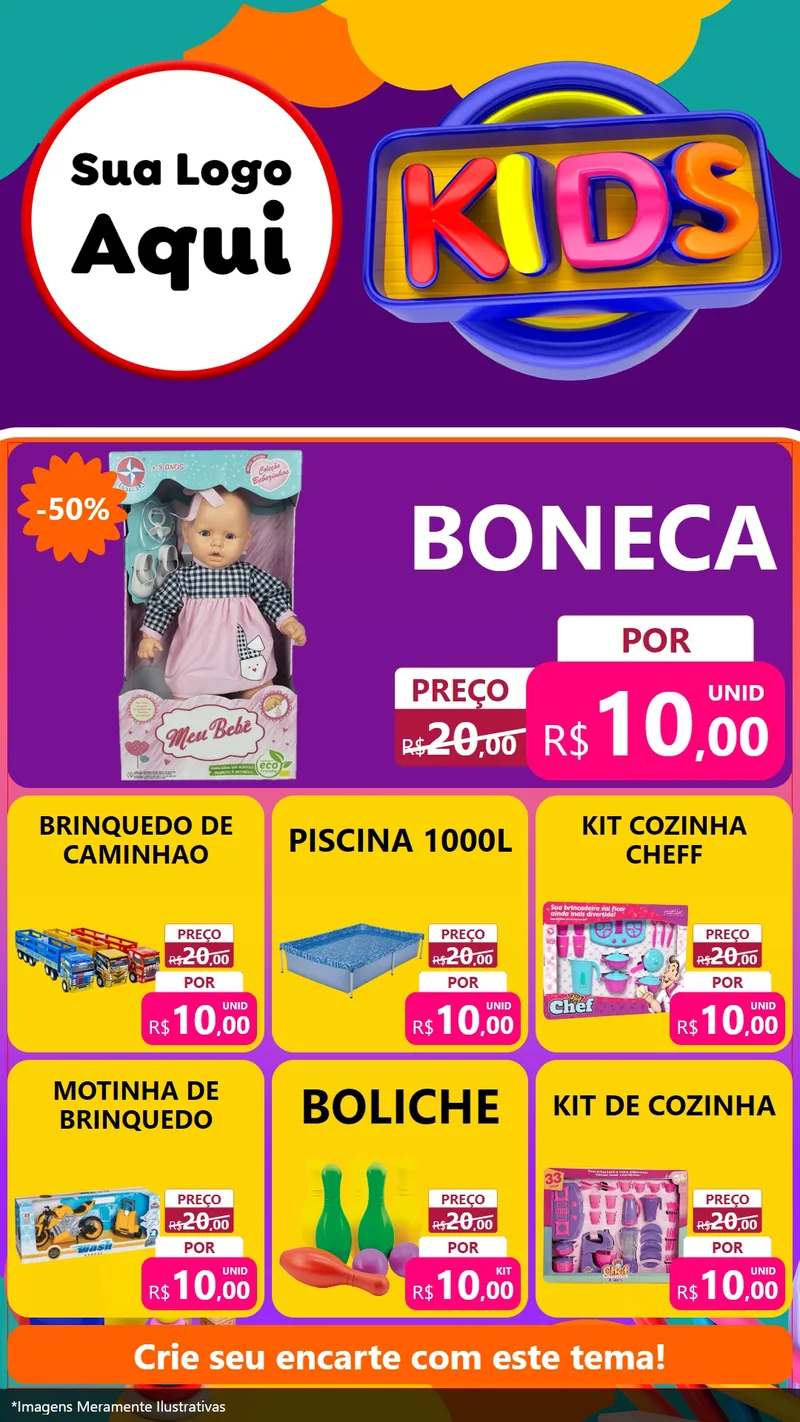 Modelo de Rede Social para Stories com o tema KIDS para Brinquedos