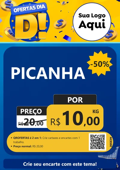 Modelo de Cartaz para Cartaz A4 Vertical com o tema Ofertas Dia D para Açougue