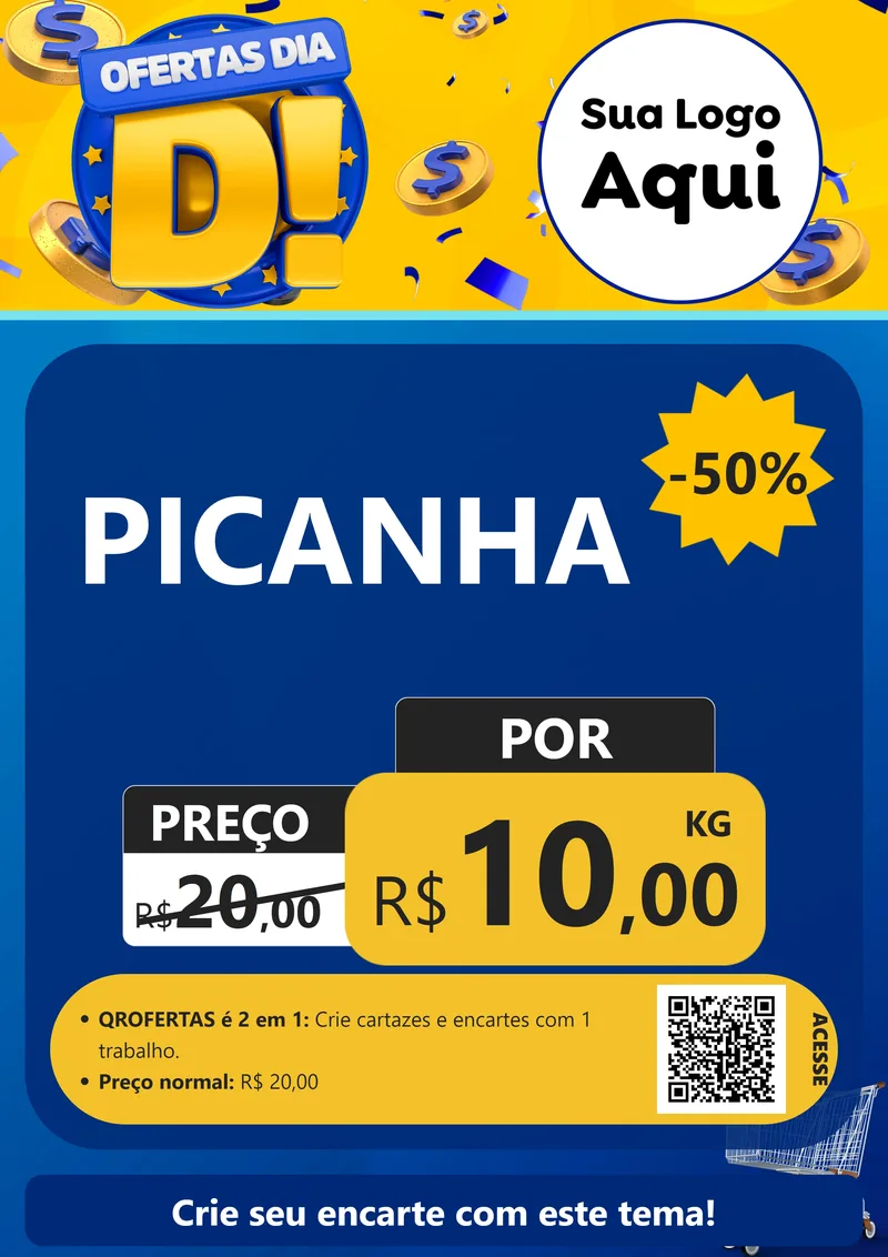 Modelo de Cartaz para Cartaz A4 Vertical com o tema Ofertas Dia D para Açougue