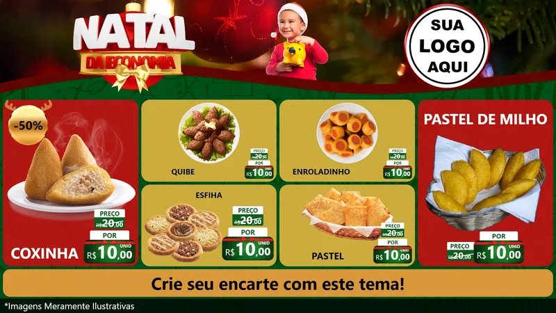 Modelo de TV para TV Horizontal com o tema Natal da Economia para Salgadaria