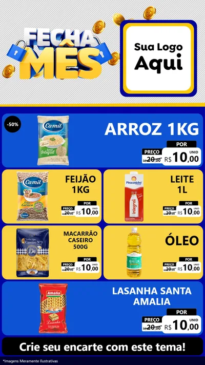 Modelo de TV para TV Vertical com o tema Fecha Mês para Supermercado
