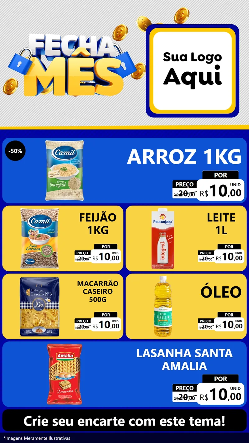 Modelo de TV para TV Vertical com o tema Fecha Mês para Supermercado