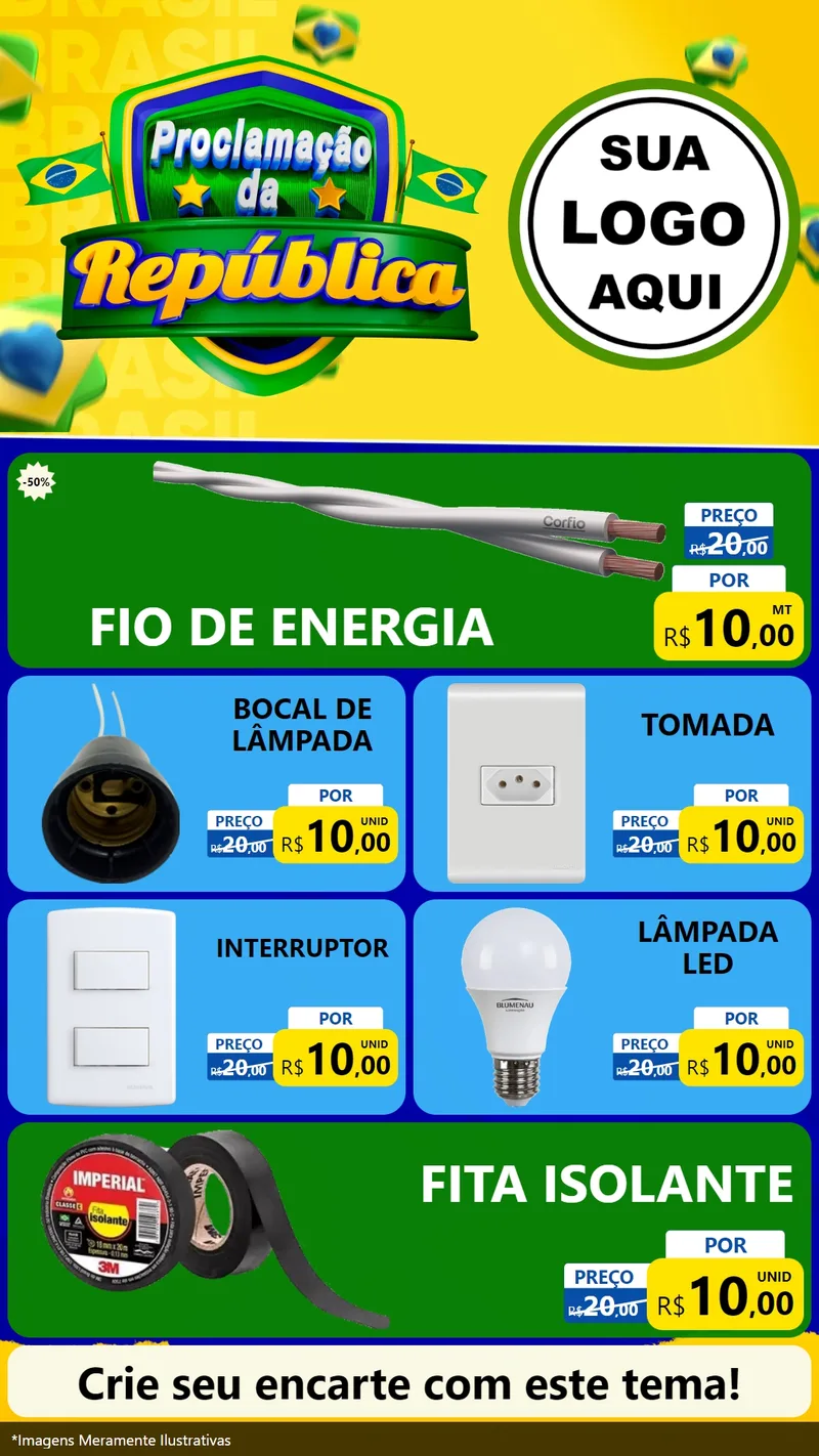 Modelo de TV para TV Vertical com o tema Proclamação da República para Materiais Elétricos