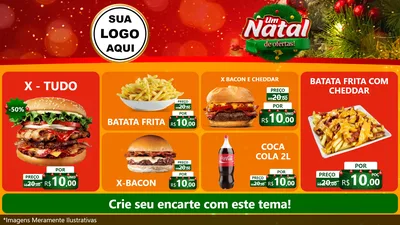 Modelo de TV para TV Horizontal com o tema Um Natal de Ofertas para Hamburgueria