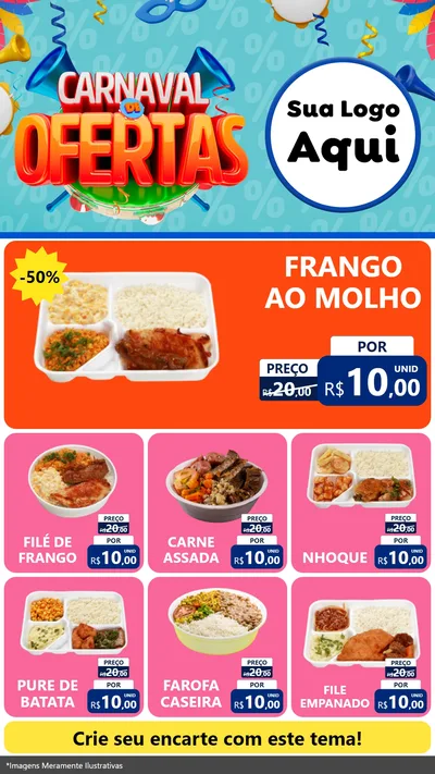 Modelo de Rede Social para Stories com o tema Carnaval de Ofertas para Restaurante