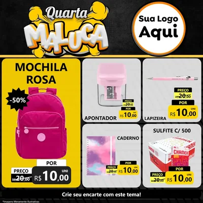Modelo de Rede Social para Feed Facebook com o tema Quarta Maluca para Papelaria