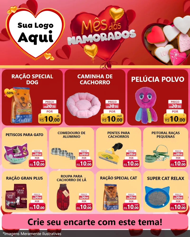 Modelo de Rede Social para Feed Instagram com o tema Mês dos Namorados para Pet Shop