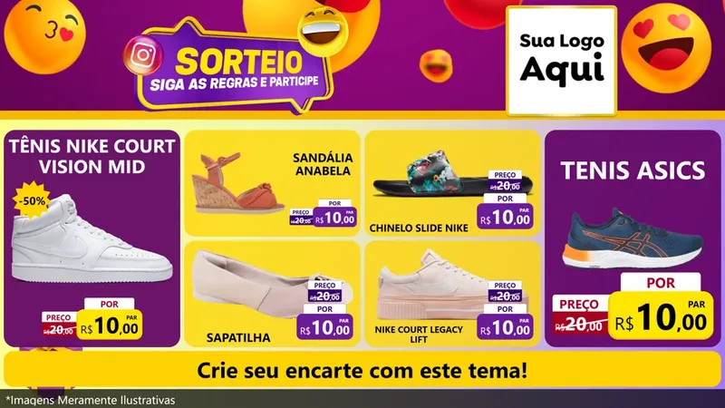 Modelo de TV para TV Horizontal com o tema Sorteio para Calçados