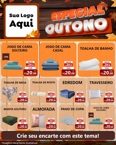Modelo de Rede Social para Feed Instagram com o tema Especial Outono para Cama, Mesa e Banho