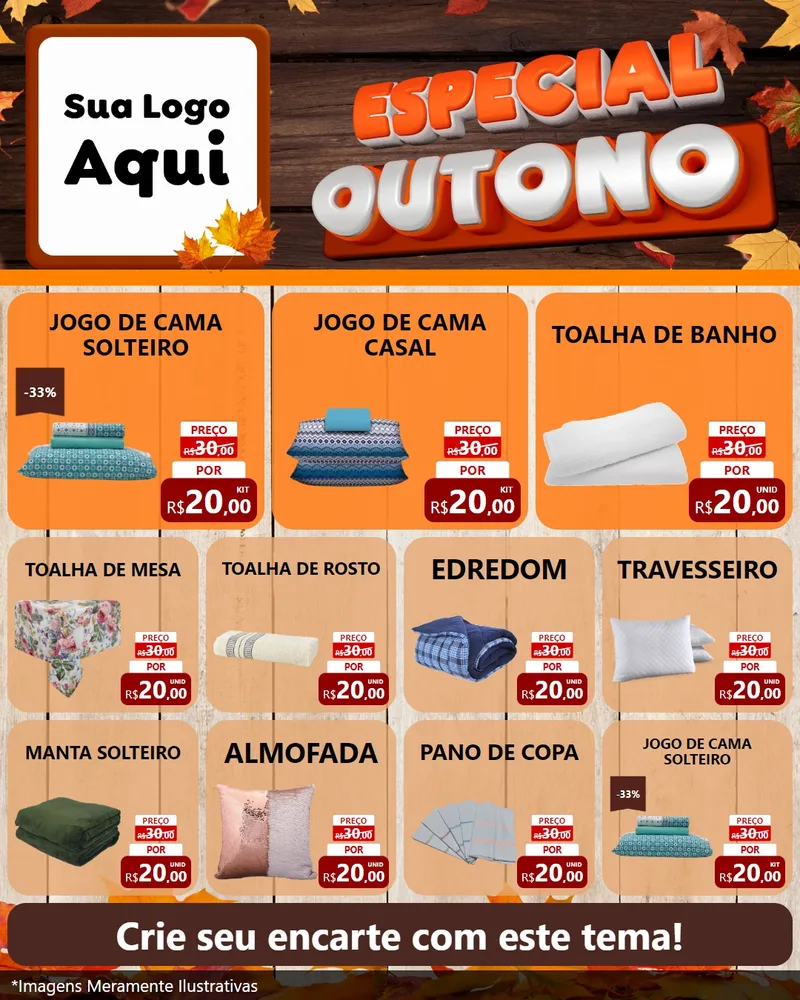 Modelo de Rede Social para Feed Instagram com o tema Especial Outono para Cama, Mesa e Banho